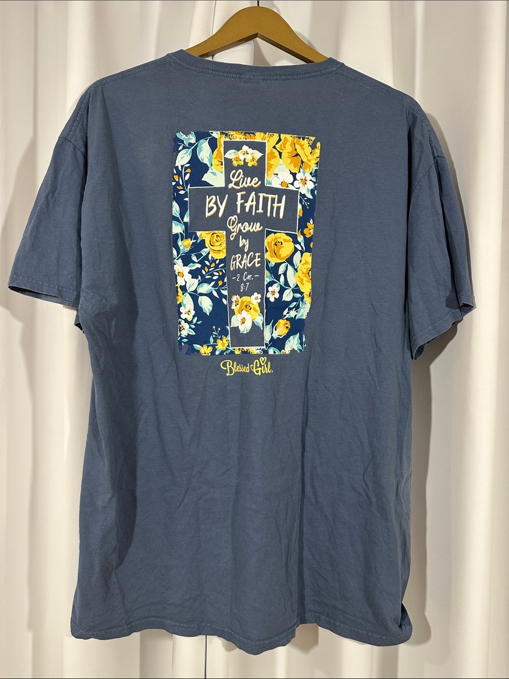 Blessed Girl Graphic Tee Women's XL Live By Faith Grow By Grace Shirt